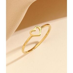 Simple Gold Stainless Steel Hollow Heart Ring Fashion Jewelry Promise Gift sz: 6